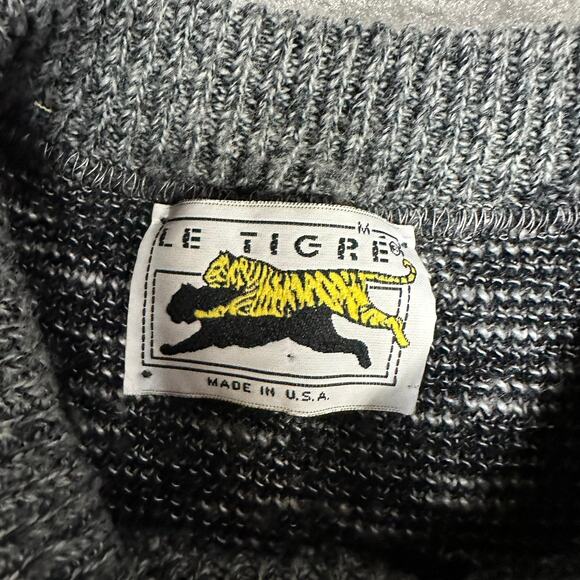 Vintage Men's Le Tigre Graphic Knit Sweater Size Medium Made in USA 1990s - Picture 3 of 7